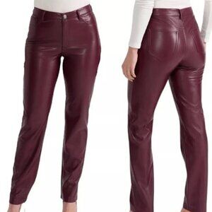 JOIE Straight Leg Faux Leather Pants Red Wine size 8